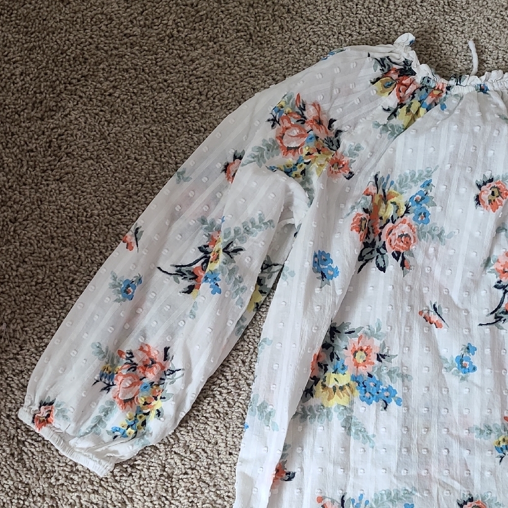 Floral Tie Neck 3/4 Sleeve Blouse- PXS Loft - Picture 8 of 14
